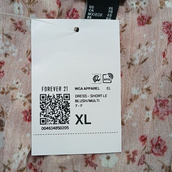 Forever 21 smocked waist mini floral print dress western boho party Sz XL NWT - Picture 9 of 9